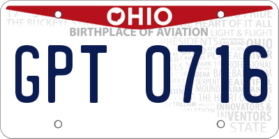 OH license plate GPT0716