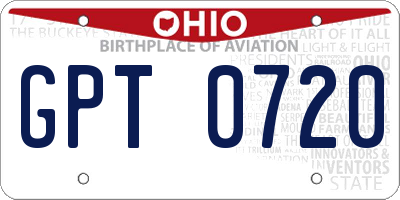 OH license plate GPT0720