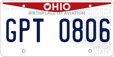 OH license plate GPT0806