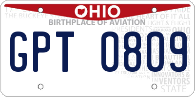 OH license plate GPT0809