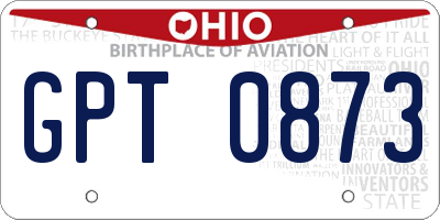 OH license plate GPT0873