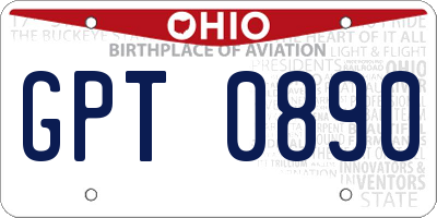 OH license plate GPT0890