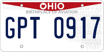 OH license plate GPT0917