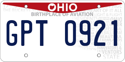 OH license plate GPT0921