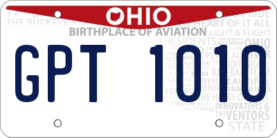 OH license plate GPT1010