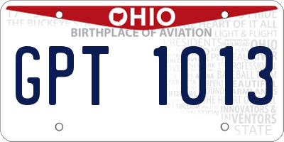 OH license plate GPT1013