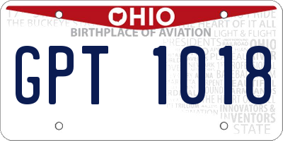 OH license plate GPT1018