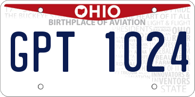 OH license plate GPT1024