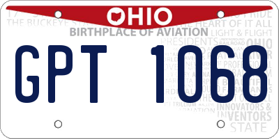 OH license plate GPT1068