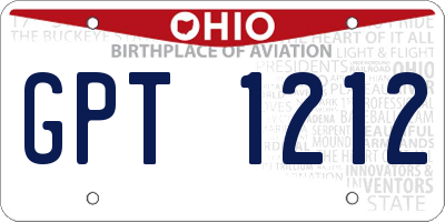 OH license plate GPT1212