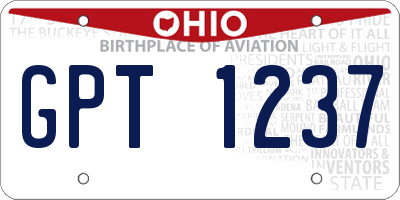OH license plate GPT1237