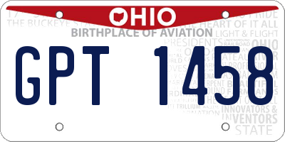 OH license plate GPT1458