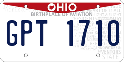OH license plate GPT1710