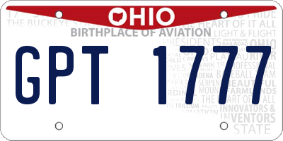 OH license plate GPT1777