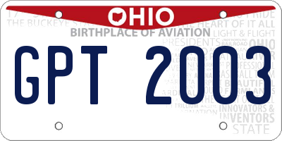 OH license plate GPT2003