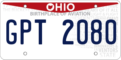 OH license plate GPT2080