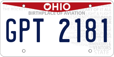 OH license plate GPT2181