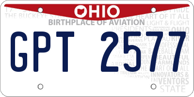 OH license plate GPT2577