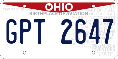 OH license plate GPT2647