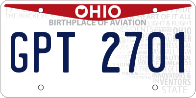 OH license plate GPT2701