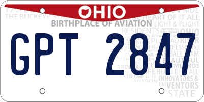 OH license plate GPT2847