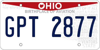 OH license plate GPT2877