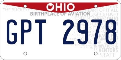 OH license plate GPT2978