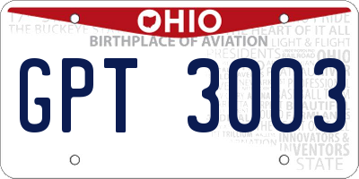 OH license plate GPT3003