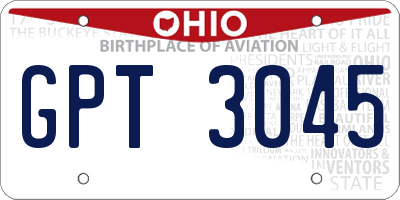 OH license plate GPT3045