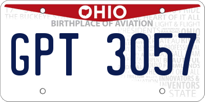 OH license plate GPT3057