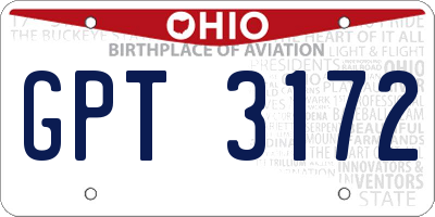 OH license plate GPT3172