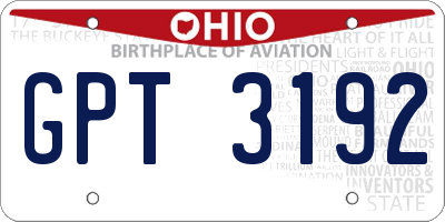 OH license plate GPT3192