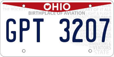 OH license plate GPT3207