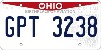 OH license plate GPT3238