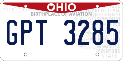 OH license plate GPT3285