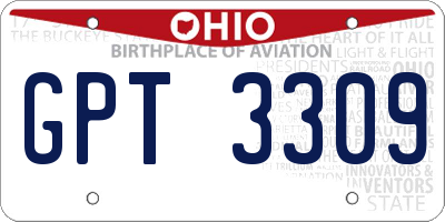 OH license plate GPT3309