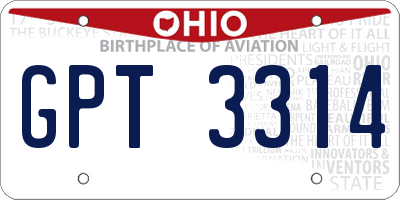 OH license plate GPT3314