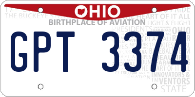OH license plate GPT3374