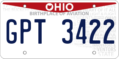 OH license plate GPT3422