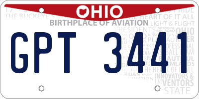 OH license plate GPT3441