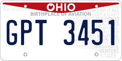 OH license plate GPT3451