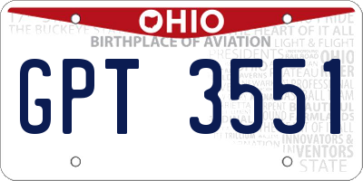 OH license plate GPT3551