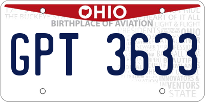 OH license plate GPT3633