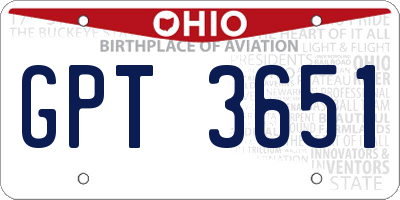 OH license plate GPT3651