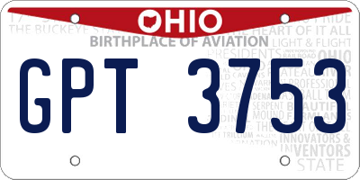 OH license plate GPT3753