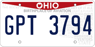 OH license plate GPT3794