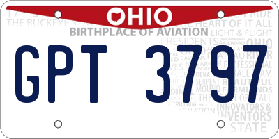 OH license plate GPT3797