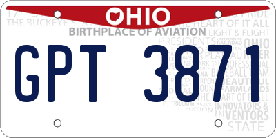 OH license plate GPT3871