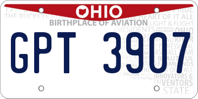 OH license plate GPT3907
