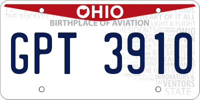 OH license plate GPT3910